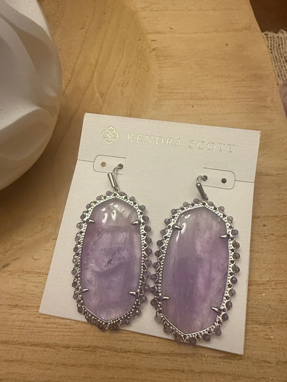 Kendra Scott Beaded Danielle Statement Earrings Amethyst Silver